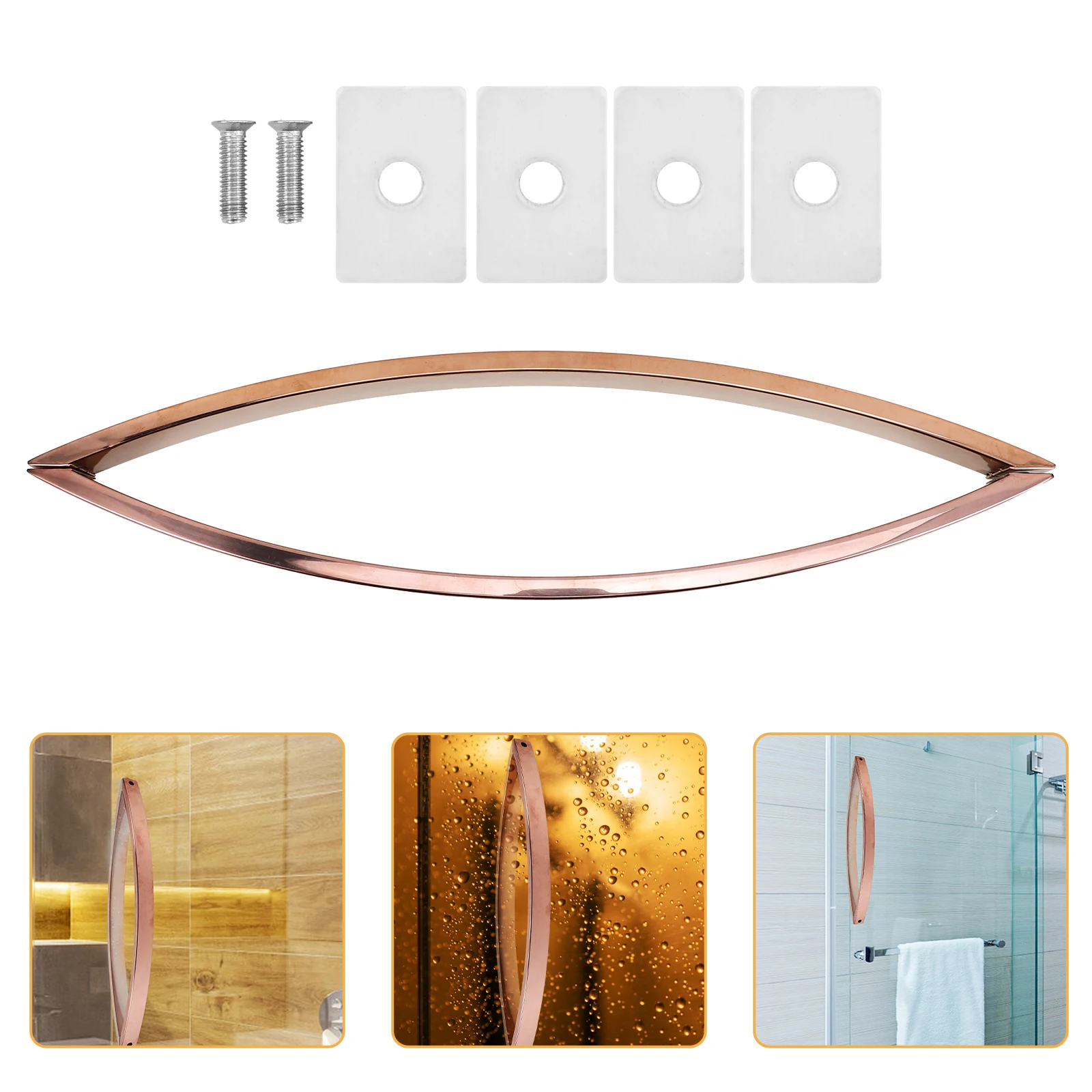 

Aluminum Bathroom Door Handle 440mm Hole Distance Rose Gold Glass Shower Pull Handles Wardrobe Doors Easy Install