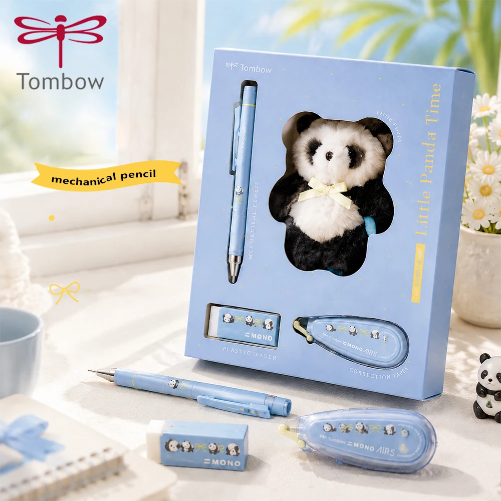 1suit Japan Tombow MONO Panda Limited Mechanical Pencil Set 0.5mm Eraser Correction Tape Cute School Supplies Stationery