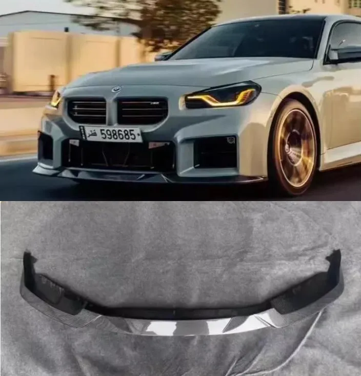 

Для BMW M2 G87 2021 2022 2023, настоящее углеродное волокно, высококачественный автомобильный бампер, передний диффузор для губ, спойлер, защитная крышка, комплект кузова