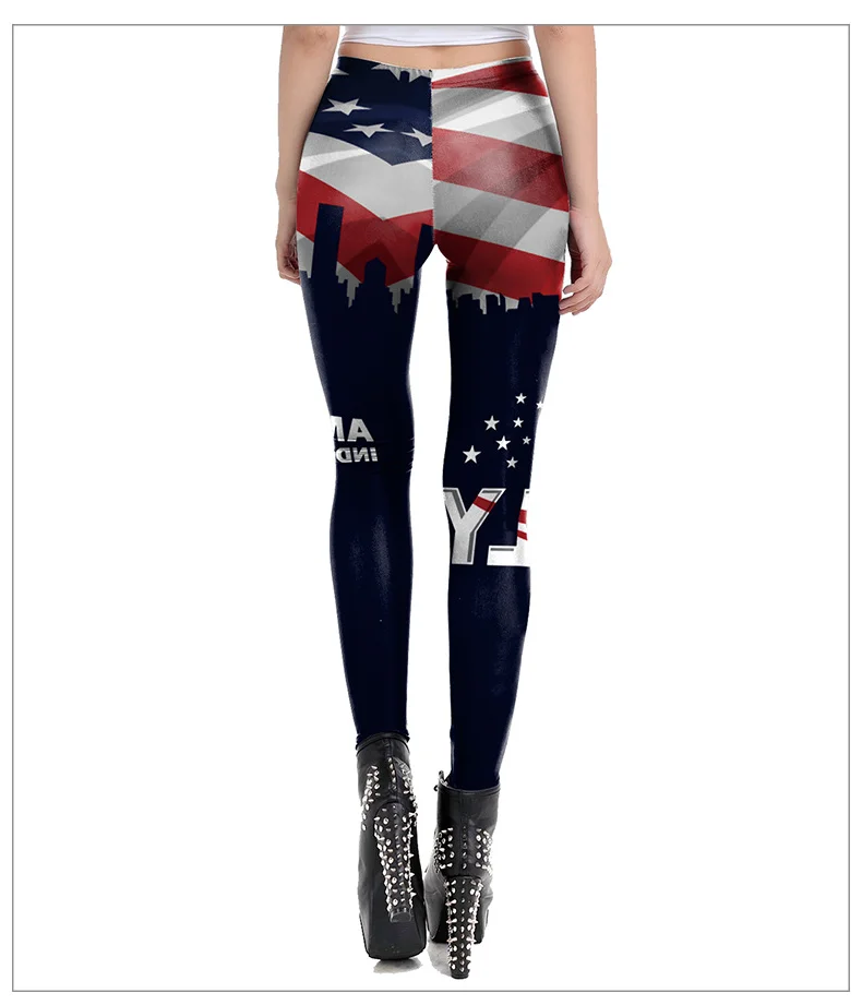 Nadanbao Independence Day Holiday Party Pants Women Patchwork Printing Sexy Trousers Female Elastic Tights Leggings