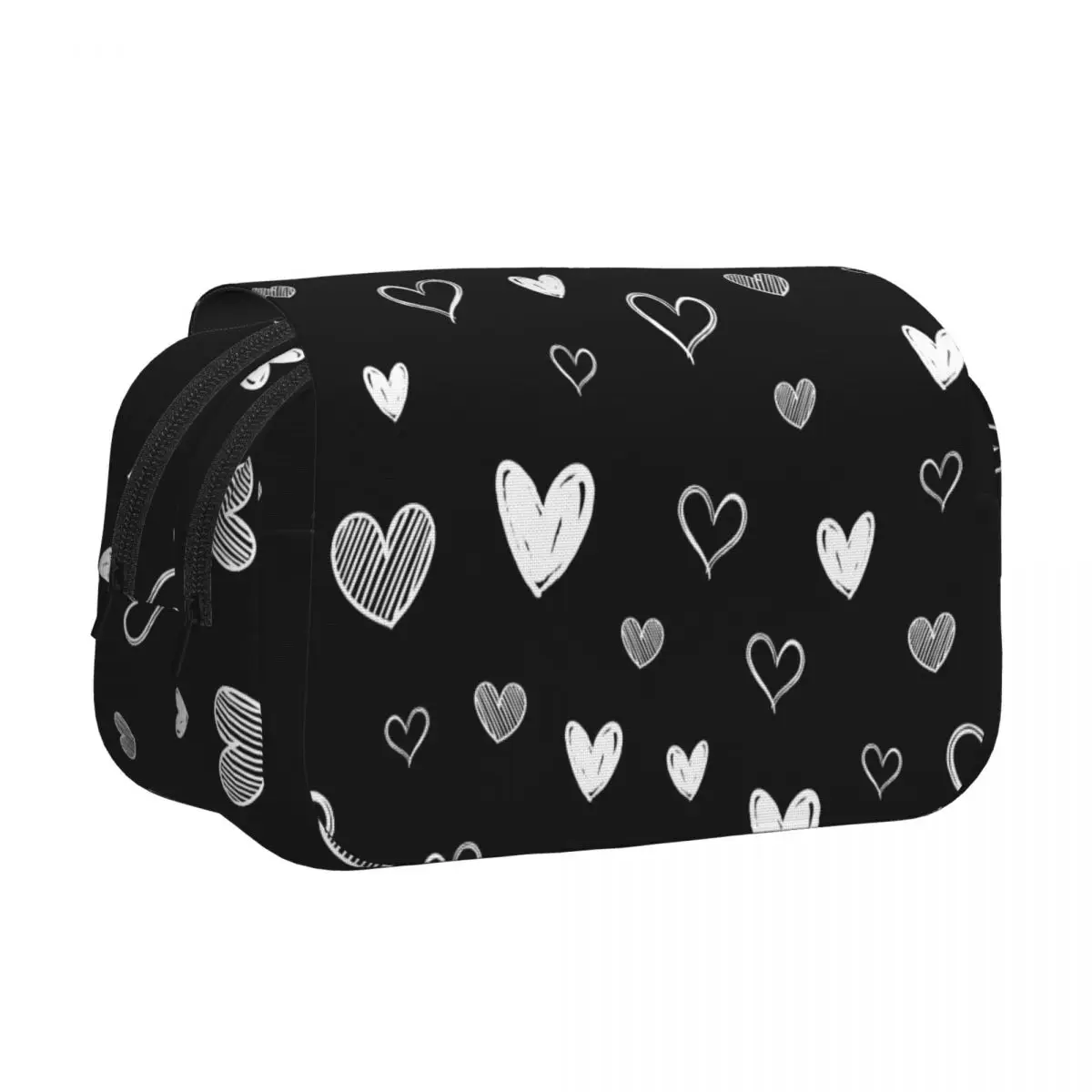 

Пенал-органайзер Fun Heart Doodles с двойным отделением, вместительный, для девочек и мальчиков, на молнии, для офиса и школы