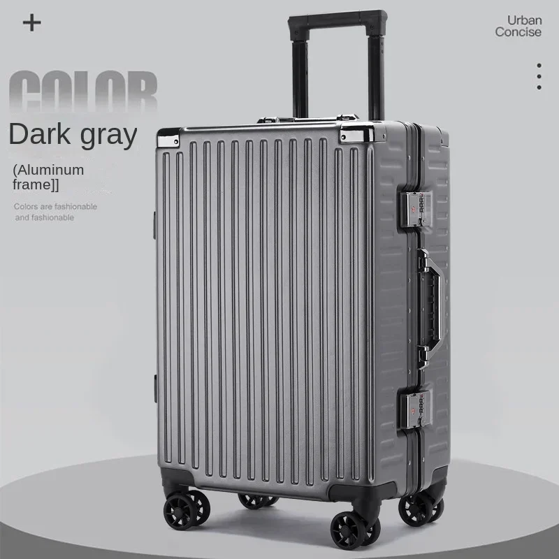 Aluminum Frame Trunk Waterproof Man Bag Can Sit Cabin Suitcase 20 inch Female Carry-on Boarding Password Trolley Case Suitcase