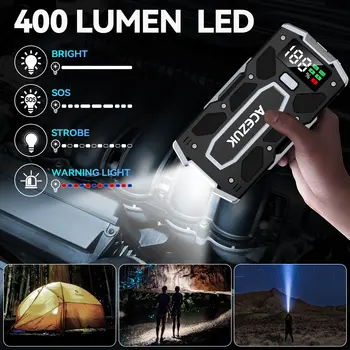 Startovací adaptér ACEZUK 5000A s přenosným pouzdrem, 12V displej, chytrý klip, přenosná powerbanka, super jasné LED světlo 8 nejlepší prodej ultrakondenzátorový startér - №1