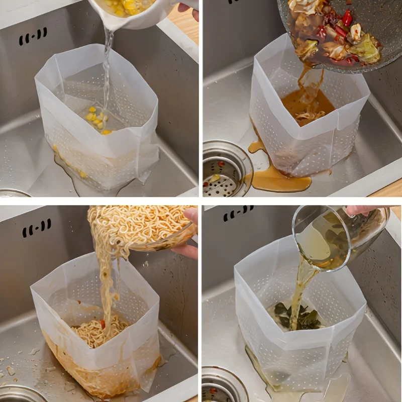 30/60pcs Kitchen Sink Strainer Self-Standing Drain Bag Disposable Diwaing Leftovers Tra Filter Bag Home Cleaning Tools