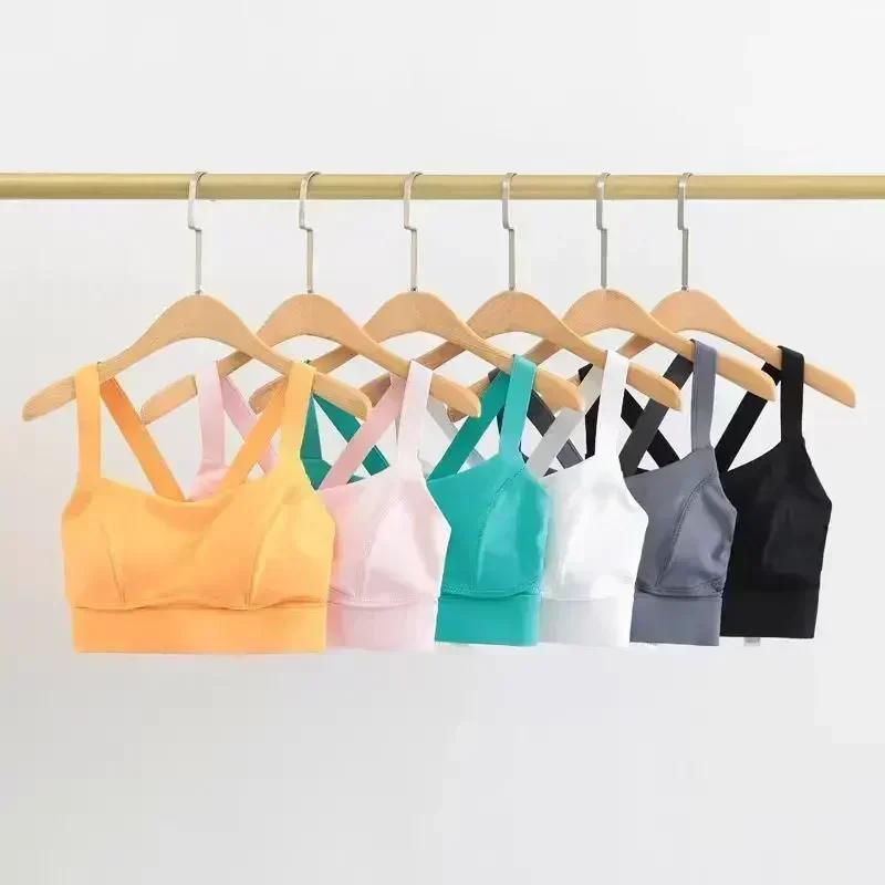 Lemon Women All Powered Up Bra Medium Support 3D Molded Cup Cross Back Fitness Running Bra Sweat-wicking Full Coverage Yoga Tops