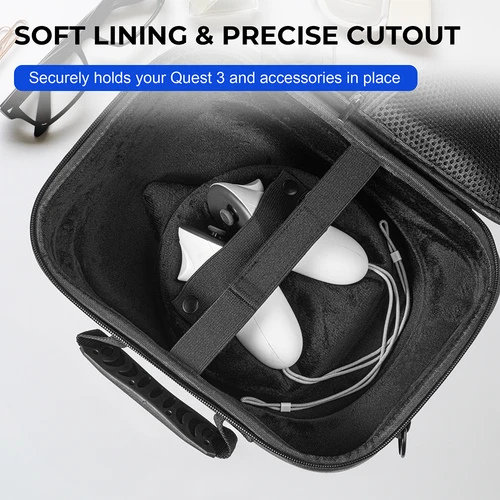 Imagen 2 del producto Estuche de transporte para gafas Meta Quest 3 VR, estuche de almacenamiento de gran capacidad para BOBOVR M3 PRO Elite, bolsa protectora con correa