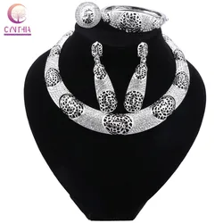 CYNTHIA Dubai Silver Plated Jewelry Sets Costume Jewelry For Women Necklace African Beads Jewelry Set Nigerian Bridal Wedding