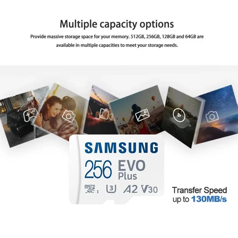 Imagem -03 - Cartão de Memória Samsung-evo Plus Alta Velocidade Micro sd Classe 10 u3 Cartões tf Uhs-i 512gb 256gb 128gb 64gb 100 Mbps