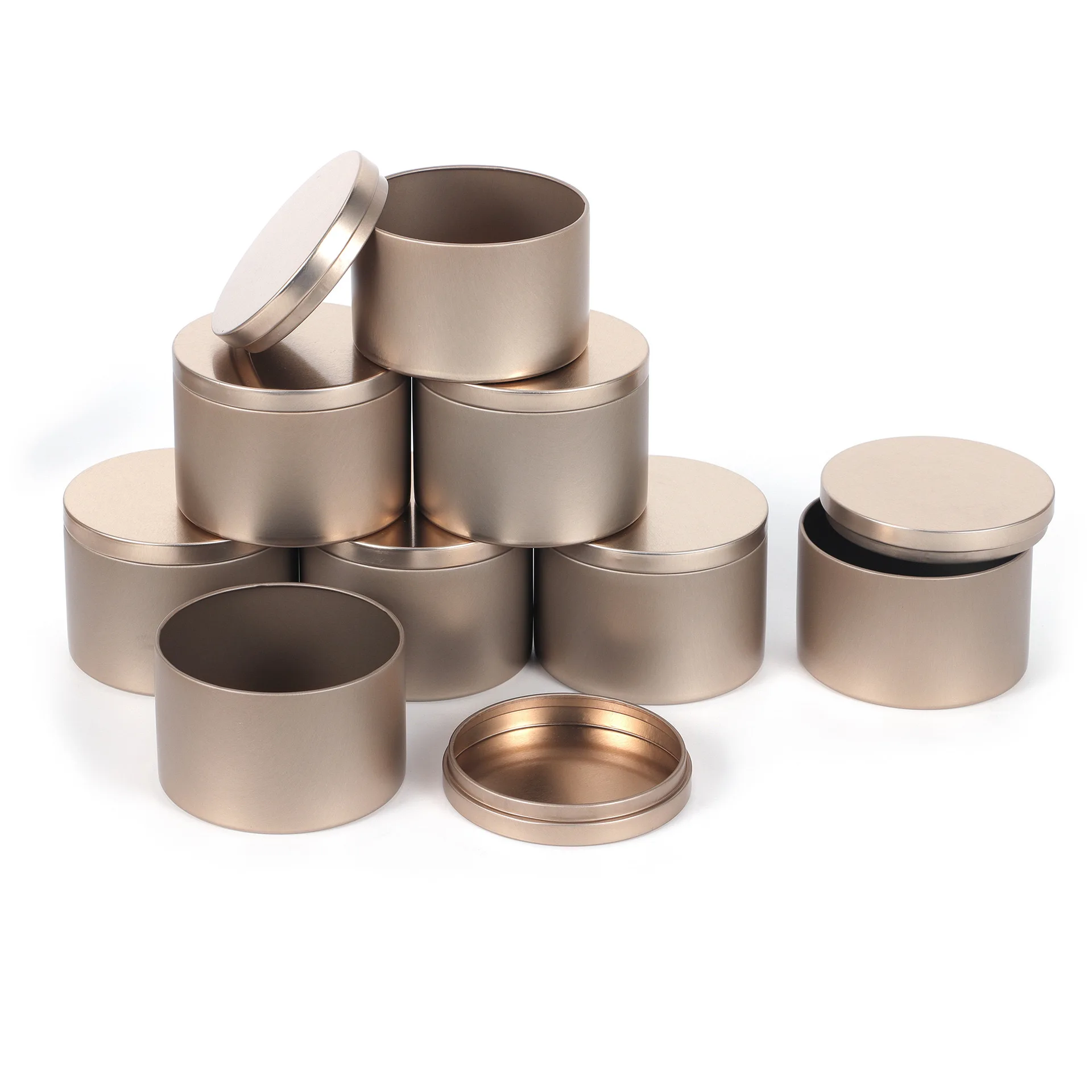 Round Metal Packaging Box Container Empty Tin Can for Candle Black White Metal Candle Tin With Lid