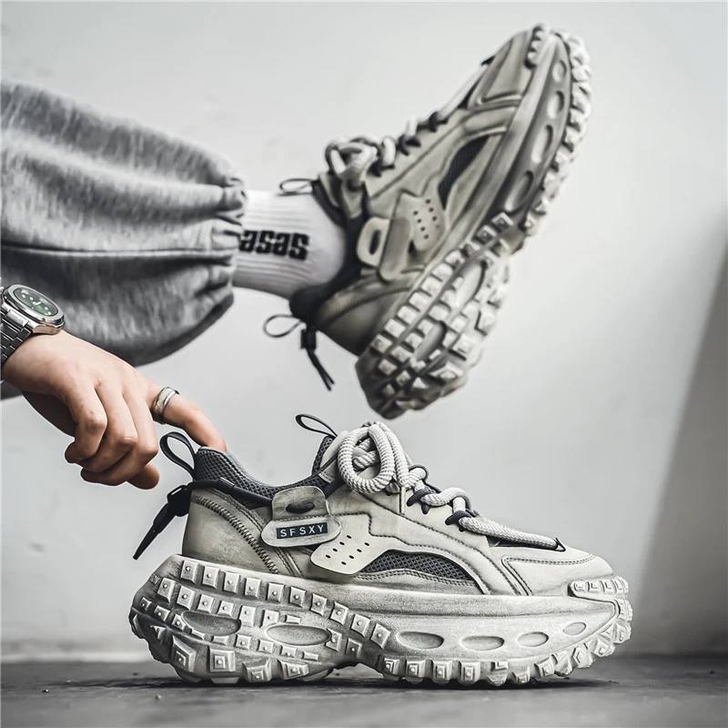 

Trendy Dad Men's Shoes Spring Retro All-Match Casual Youth Running Sports Tire Thick Bottom Heightening Shoes Fashionable Lei...