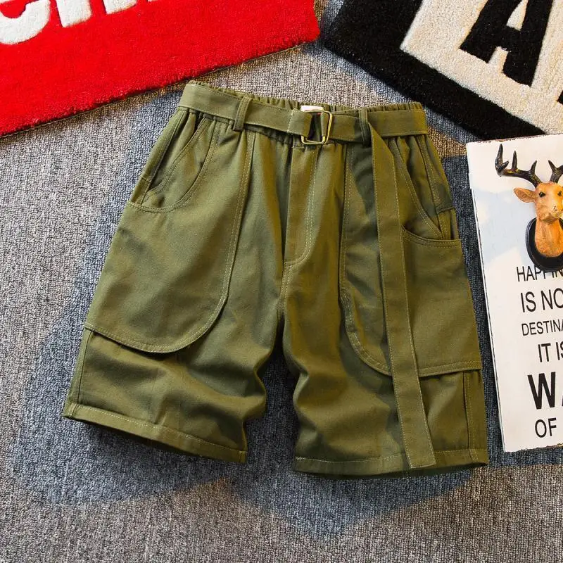 

Summer Popular Trendy Brand Locomotive Tooling Shorts Men's Retro Handsome Straight-leg Middle Pants Loose Casual Breeches Men
