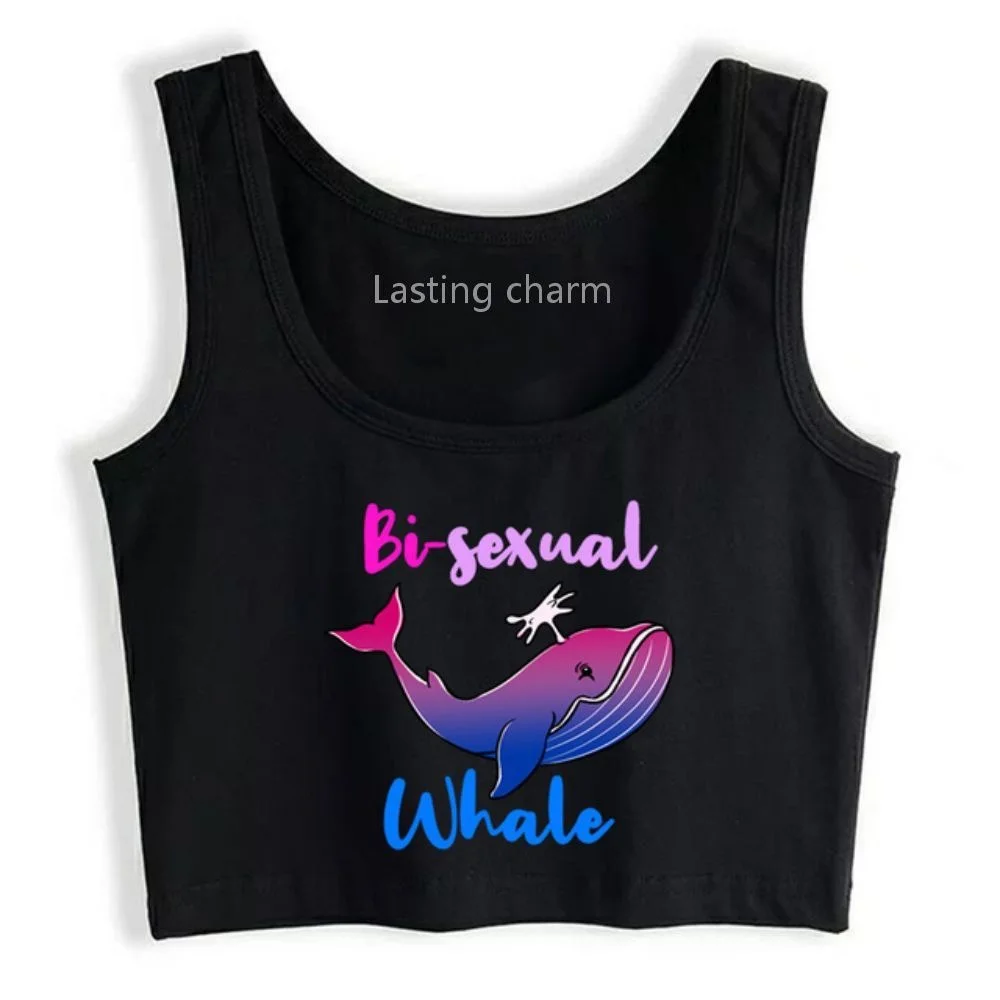 

Bisexual Whale Bisexual Pride Gothic Harajuku Grunge Emo Tank Top Female Gym Yoga Sports Crop Top