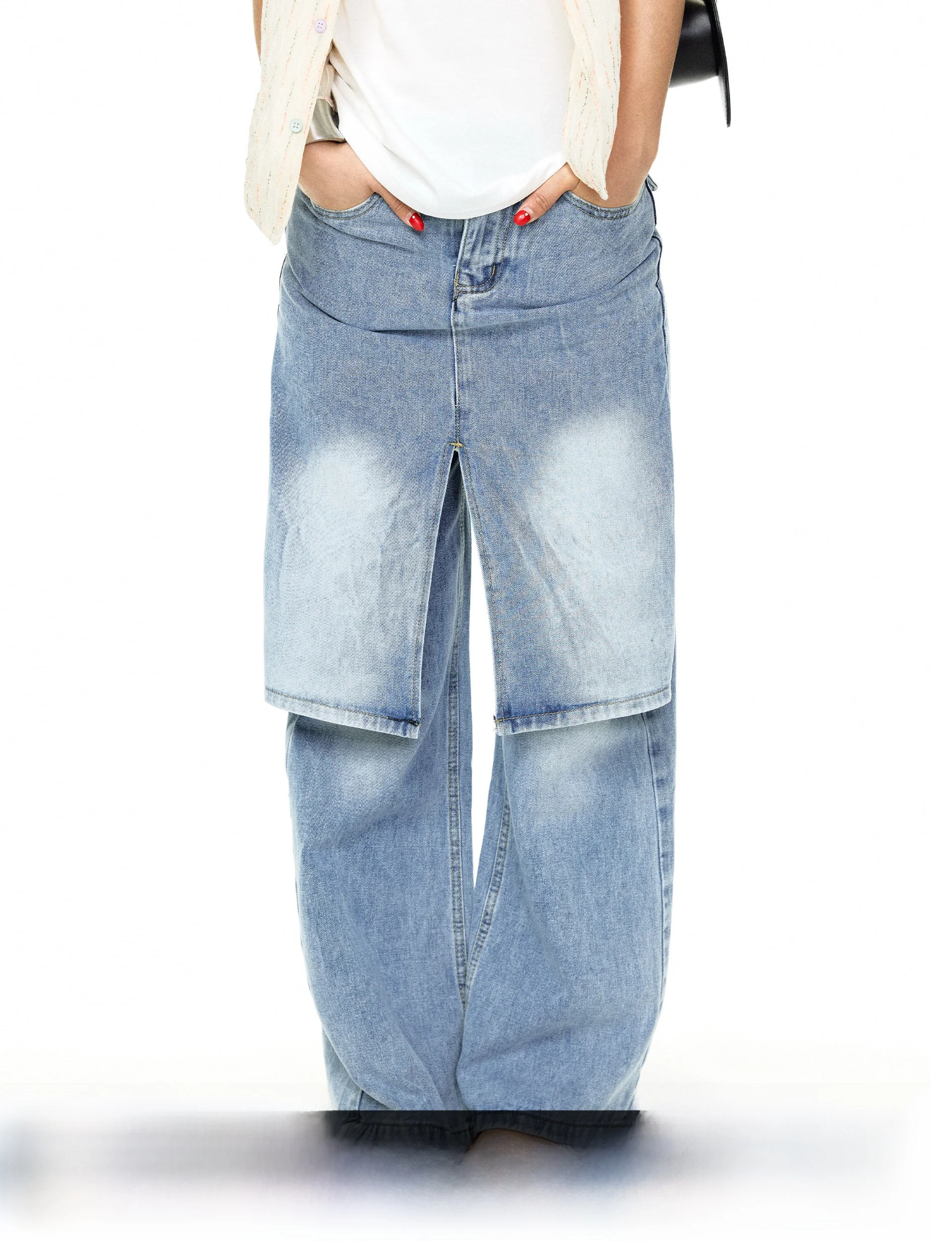 

Blackbb American Style Spicy Girl Denim Jeans Women's Loose High Waist Long Pants Casual Washed out Fit All Seasons