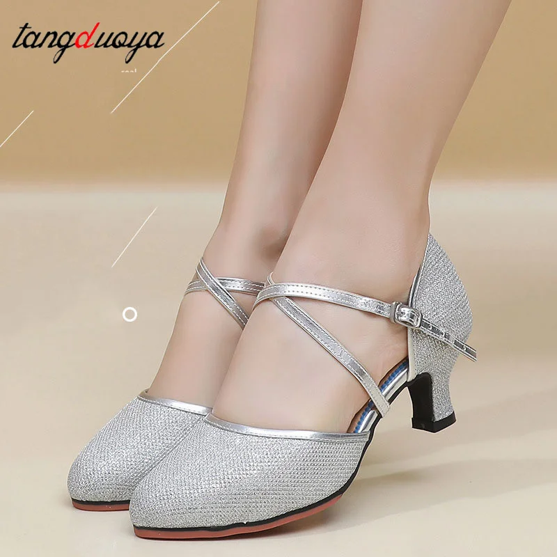Ballroom Dancing Shoes for Women Latin Dance Shoes Lady Closed Toe Salsa Shoes Low Heels Zapatos Baile Latino Mujer 3.5cm/5.5cm
