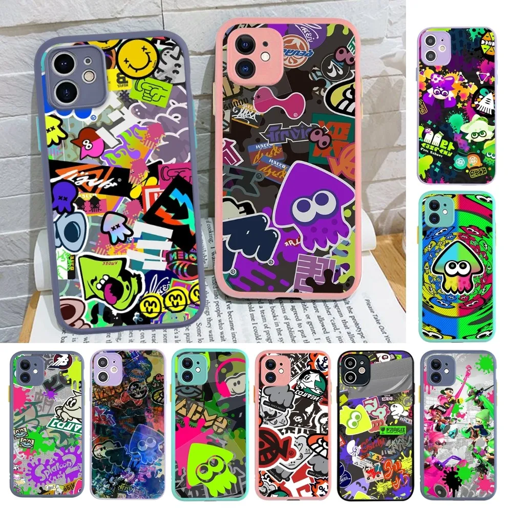 Game Splatoon Art Phone Case for iPhone 15 16 14 11 12 13 Mini Pro Max 8 7 Plus X XR XS MAX Translucent Matte Cover