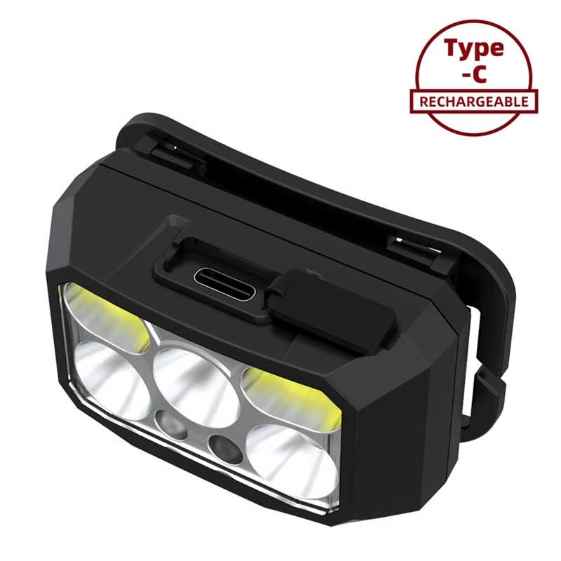 ABSU Rechargeable LED Headlamp, Motion Sensor LED Headlight, For Running, Hiking, Fishing, And Camping