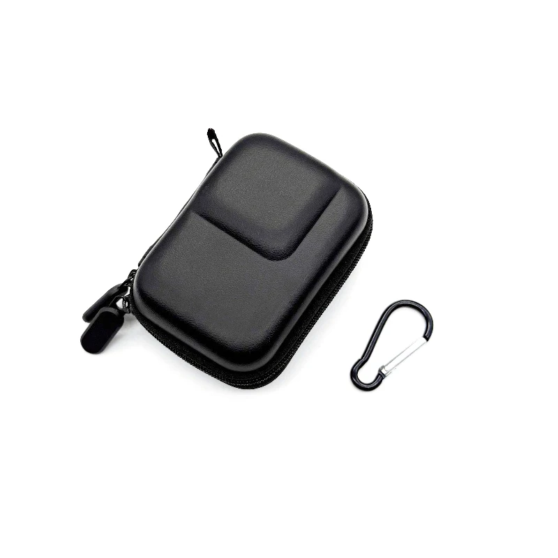 Dual-zipper PU& EVA Storage Bag Mini Portable Box+backpack Hook for DJI ACTION 5PRO/4/3 Insta360 ACE PRO Gopro HERO 13/12 Black