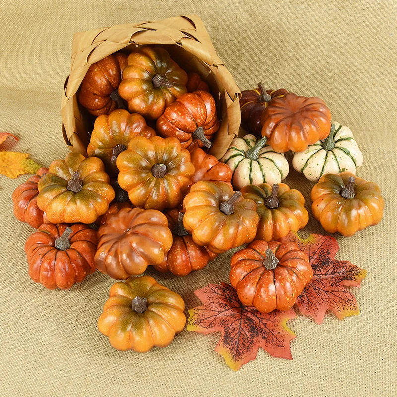 Mini Artificial Halloween Pumpkin Decor Simulation Vegetable Props DIY Craft Halloween Thanksgiving Home Party Decoration Props