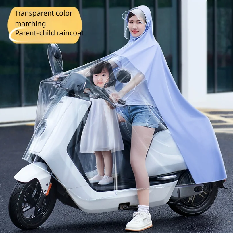 Electric Bicycle Raincoat Thickened And Extended Motorcycle Rainstorm Raincoat Special Poncho One-piece Adult Raincoat