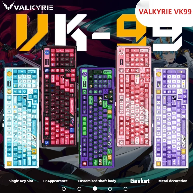 Valkyrie Vk99 Mechanische Toetsenborden Pakking Volledige Toets Hot Swapping 3-Modus 2.4g Draadloze Bluetooth Rgb Gaming Kantoor