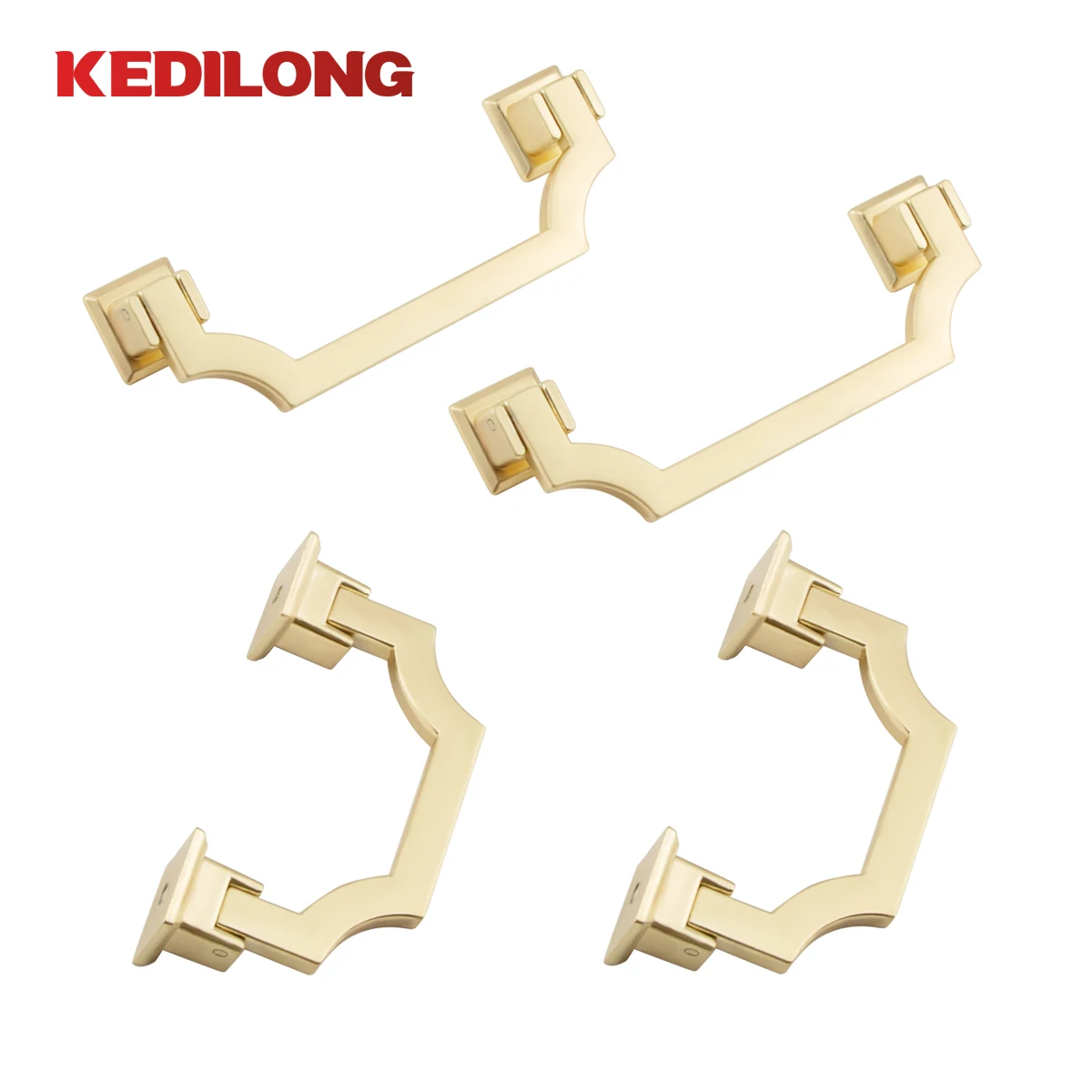 KEDLO Furniture Hardware Modern Simple Bridge Type Flat Gold Handle Nordic Style Drawer Cabinet Zinc Alloy Handle Cabinet Handle