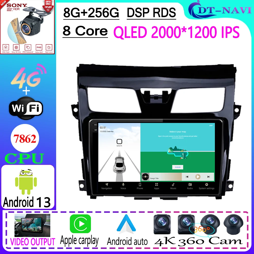 Android 13 Car Radio Multimedia Video Player Navigation GPS For Nissan Teana J33 2013 - 2015 WIFI 4G HUD Screen BT DSP Head Unit