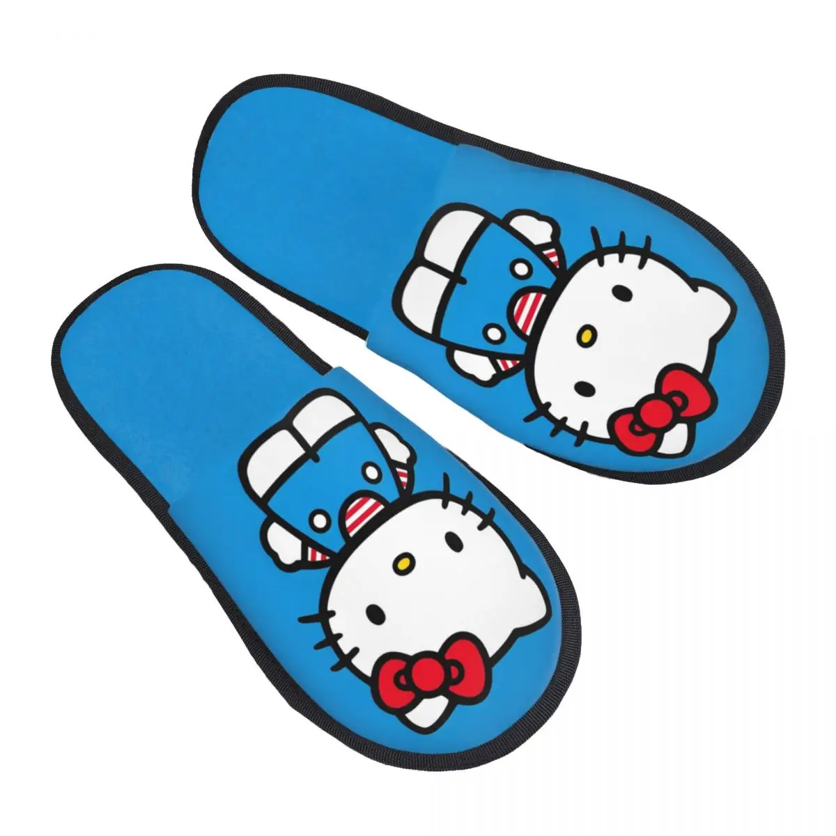 Kawaii لطيف مرحبا كيتي الشتاء النعال القطيفة غرفة المعيشة لينة رغوة الذاكرة الشرائح عدم الانزلاق