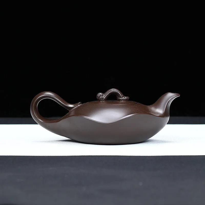Yixing Purple Clay Lotus Leaf Pot Blossoming Fortune Teapot Handmade Mineral Purple Clay Teapot Kung Fu Tea Set Exquisite Gift
