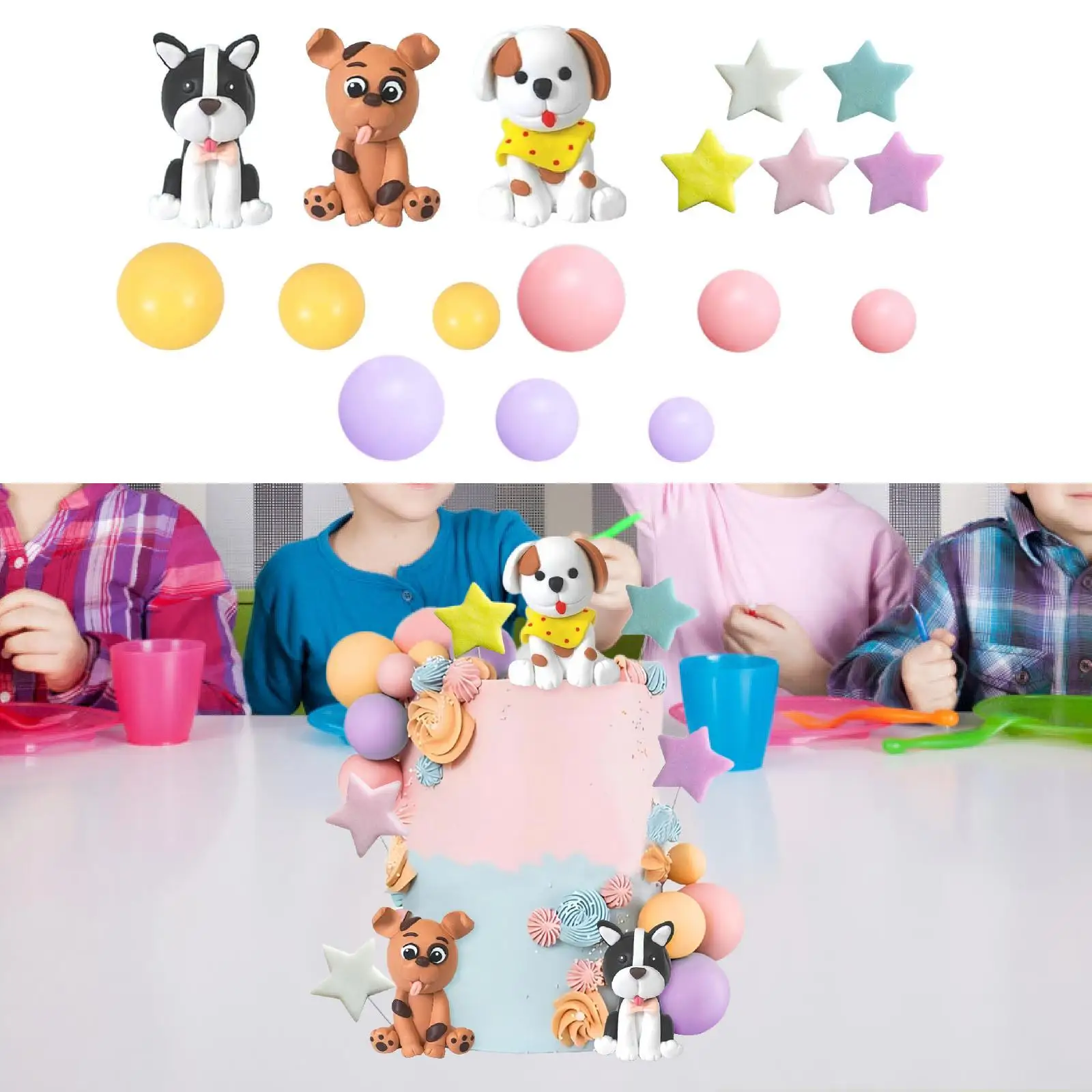 Adornos para tarta de perro, adornos para magdalenas y cachorros, figuritas, decoración para pastel para aniversario, Baby Shower, proyectos de manualidades de boda, cumpleaños para niños