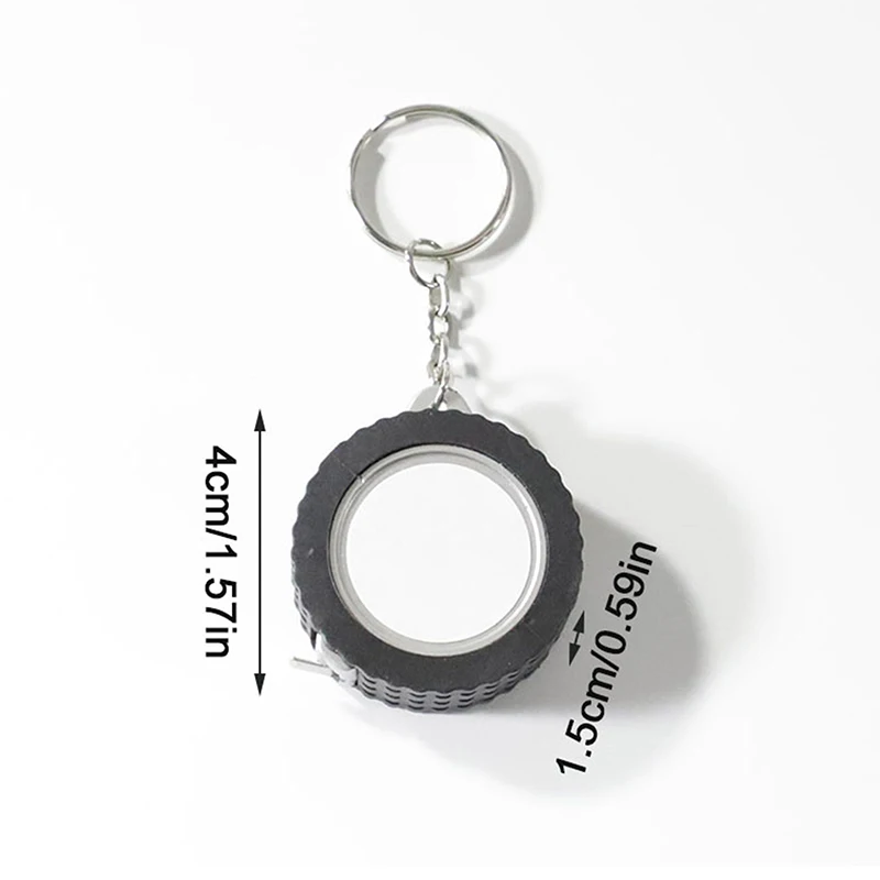 Measuring Tape Keychain Mini Car Tire Small Tape Measure 1M Metric Inch Retractable Tape Steel Sewing Tools