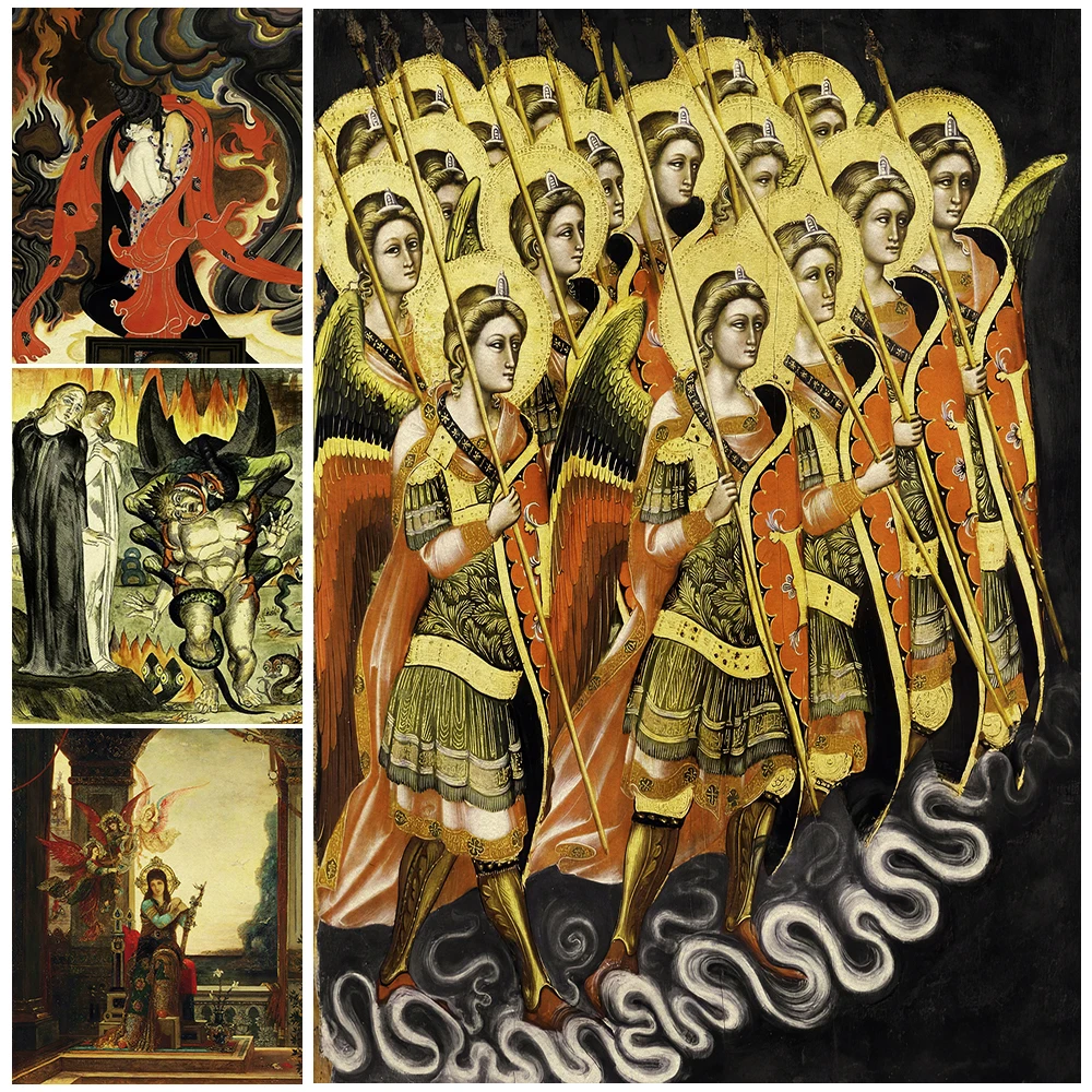 

Singing Angels And Angel Armies Vintage Wall Art Canvas Painting Six Legged Snake Demon Art Poster And Print Home Decor Unframed