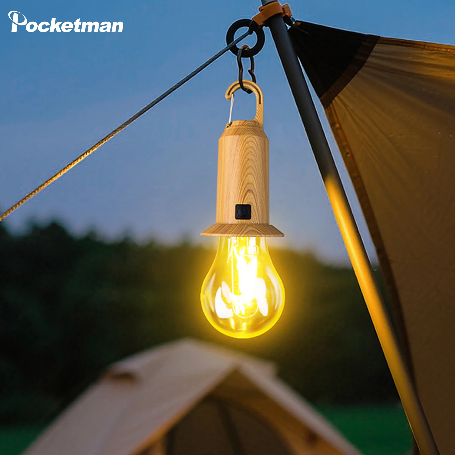 1/3 PCS Solar-powered Charging Bulb Portable Remote Control Camping Light Tent Lamp Hook-type Warm Tungsten Filament Bulbs