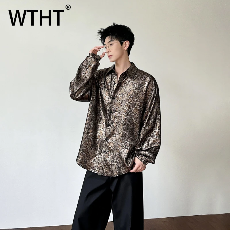 

WTHT Vintage Men's Leopard Print High Street Loose Shirts Fashion American Style Lapel Long Sleeves Tops Male 2026 Summer 2A2834
