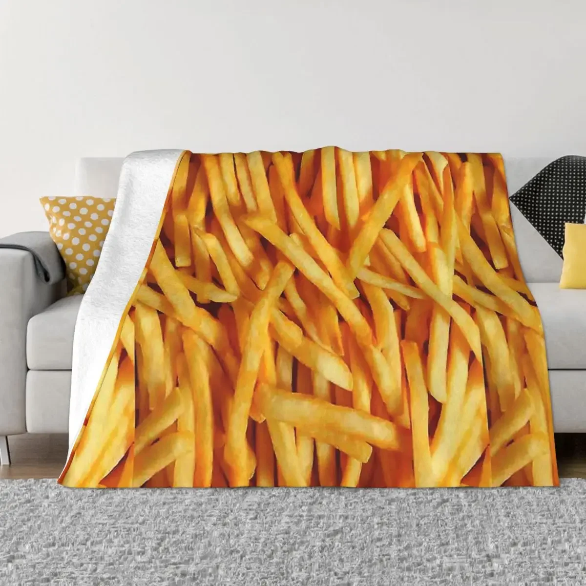 Food Lover Art Blanket Flannel Fries Cozy Soft FLeece Bedspread