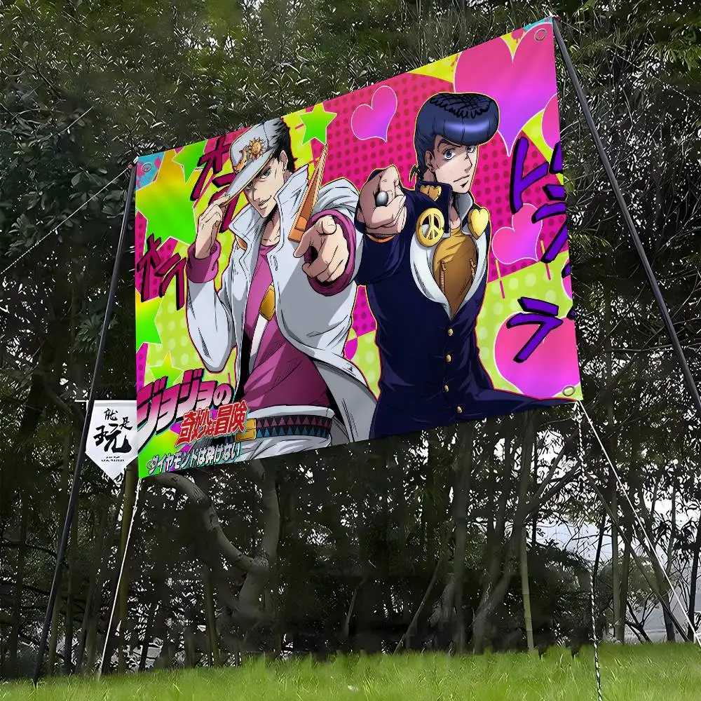 Anime J-JoJo B-Bizarre A-Adventure High End Quality Banner Printing Artistic Atmosphere Style Camping Flag