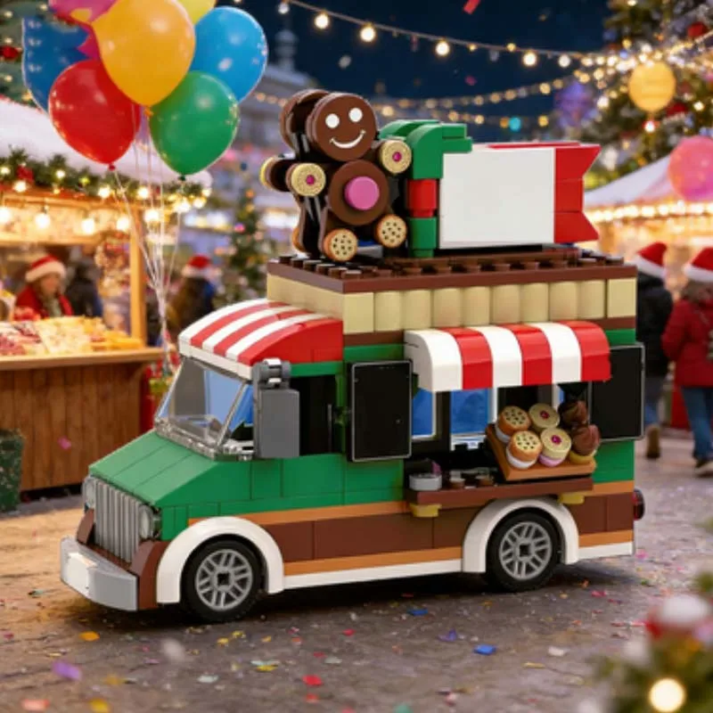 316 PCS Couple Cupcake Truck MOC Customize Modular Building Block Simple Kids Brick Design Model Creative DIY Toy Birthday Gift