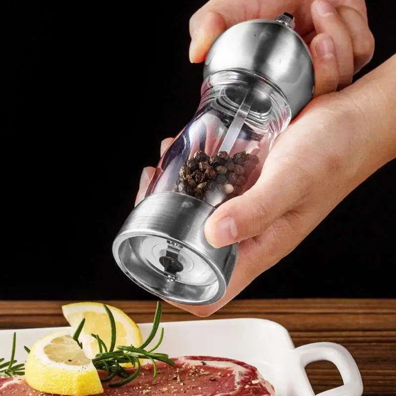 Salt and Pepper Grinder Manual Salt Pepper Mill Adjustable Seasoning Bottle Grinder Adjustable Mill Shakers Kitchen Gadgets