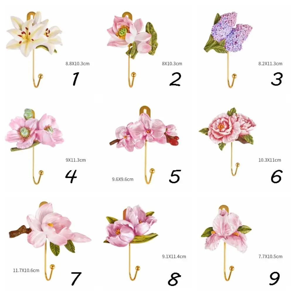 Vintage Rose Flower Wall Hanging Hook for Hanging Clothes Hat Scarf Key Curtain Holder Hanger Rack Livingroom Wall Decoration