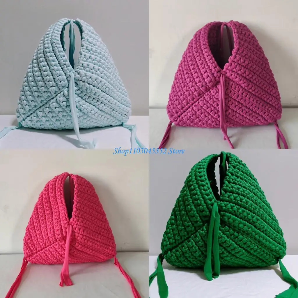 

Triangular Structured Evening Bag Hand Braided Design Candy Color Fashion Evening Purse Daily Essential Handbag