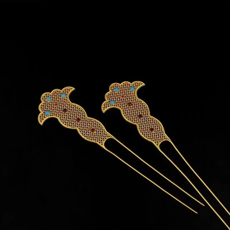 

Позолоченный медный узор в виде облака, набор коронок для волос, винтажный дворцовый стиль, полный орнамент для волос династии Тан, ханьфу для женщин, подарок