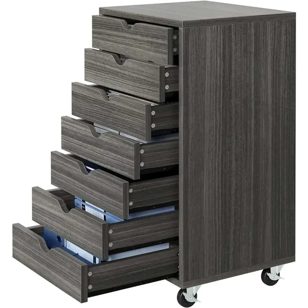 

Home Office Storage Dresser Cabinet Filing Cabinets 7 Drawer Chest Mobile File Cabinet With Wheels Grey Freight Free Furniture