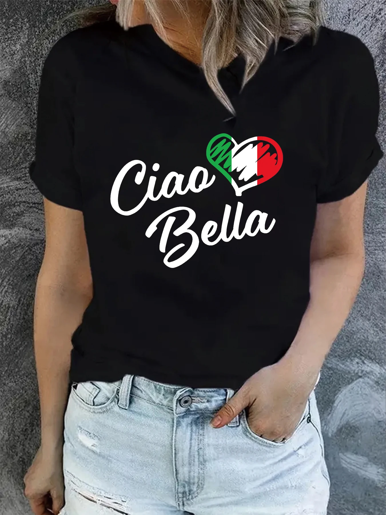 Italy and Crown Creative Design Women\'s T-shirt Top Summer Round Neck Short Sleeve Fashion Graphic T Shirt