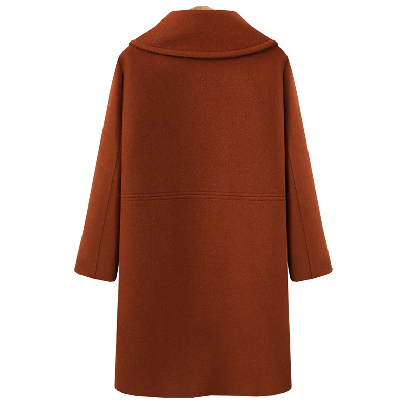 Nuovo cappotto sottile in misto lana da donna manica lunga colletto rovesciato giacca capispalla casual autunno inverno elegante soprabito