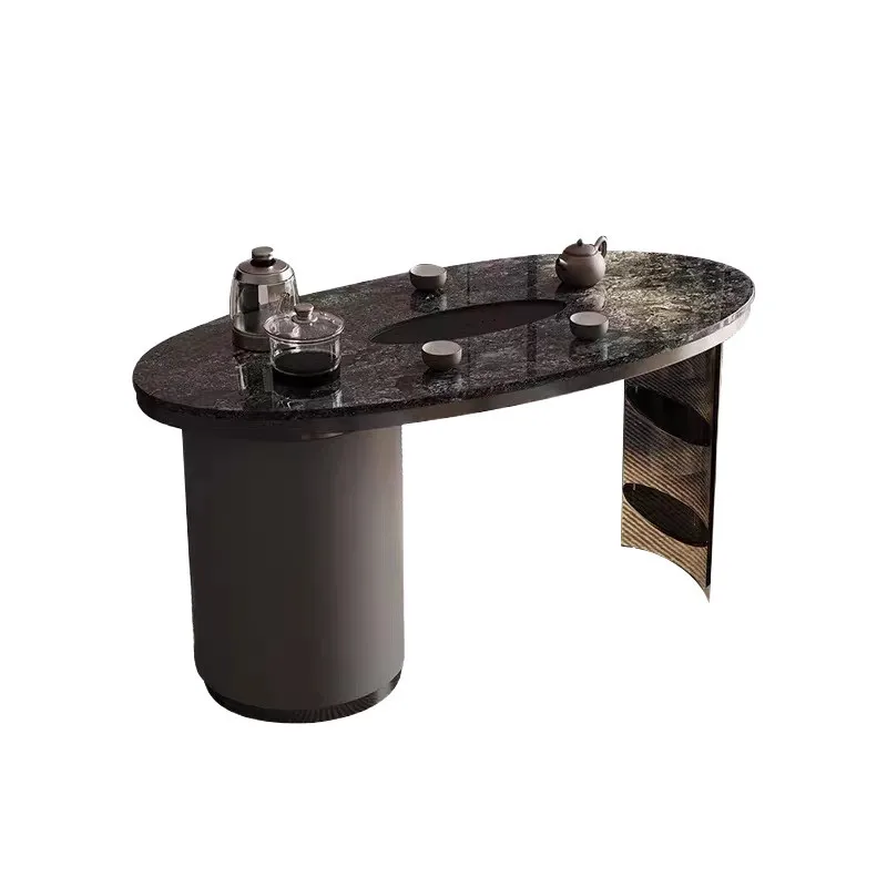 Italian light luxury stone slate acrylic wet tea table and chair villa home large study office kung fu tea table