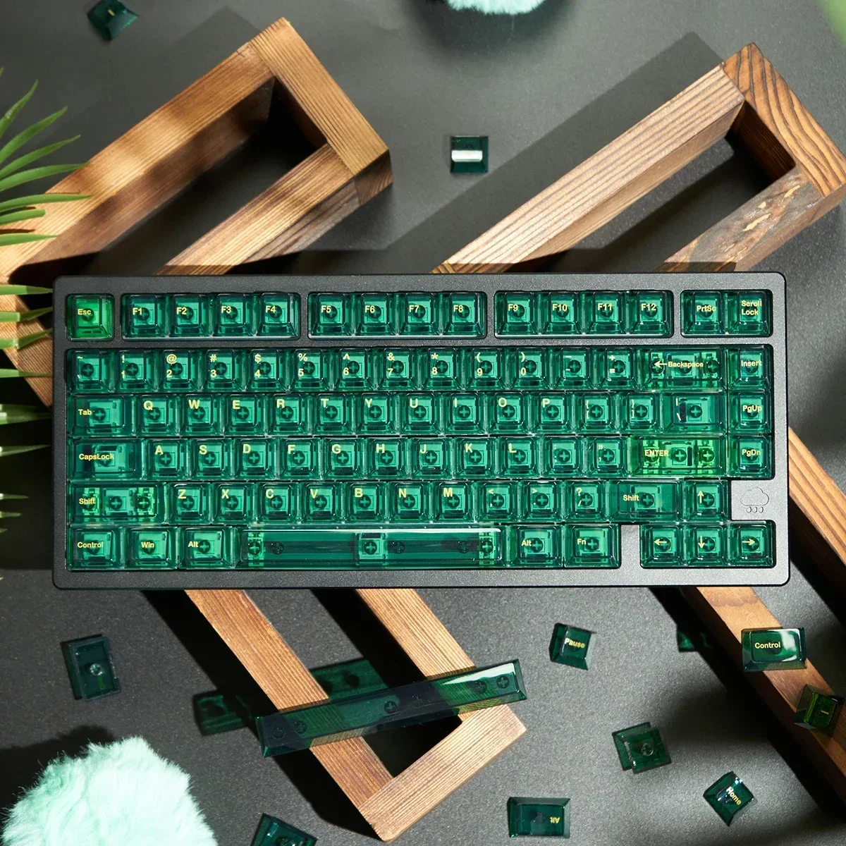 Imagem -04 - Ágata Verde Transparente Keycaps Teclado Mecânico Cereja pc 157key 6.25u 1.75u 2.25u 6.25u 61 64 68 75