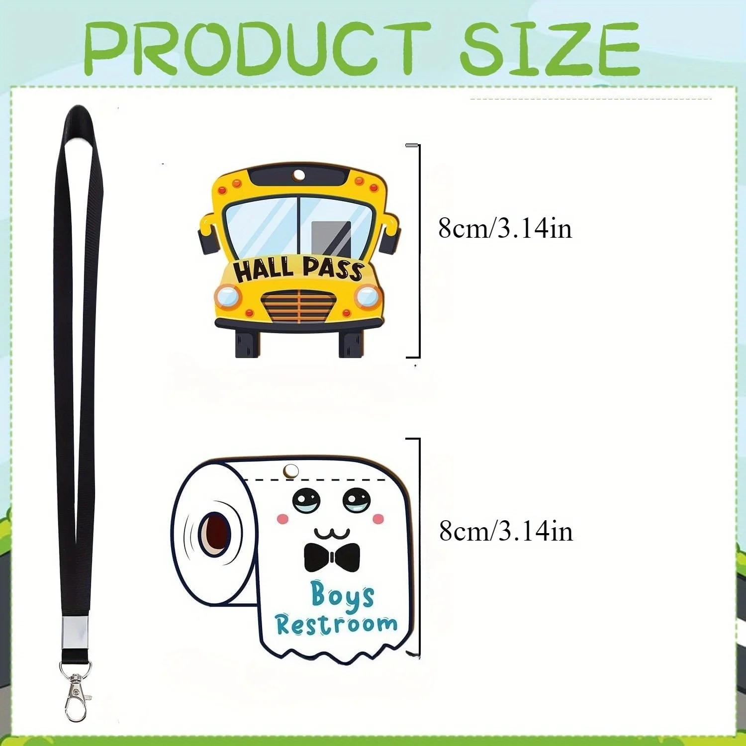Hall Pass Lanyards and School Passes - Aposwow 6 Sets Cute Hall Passes for Classrooms Unbreakable Bathroom