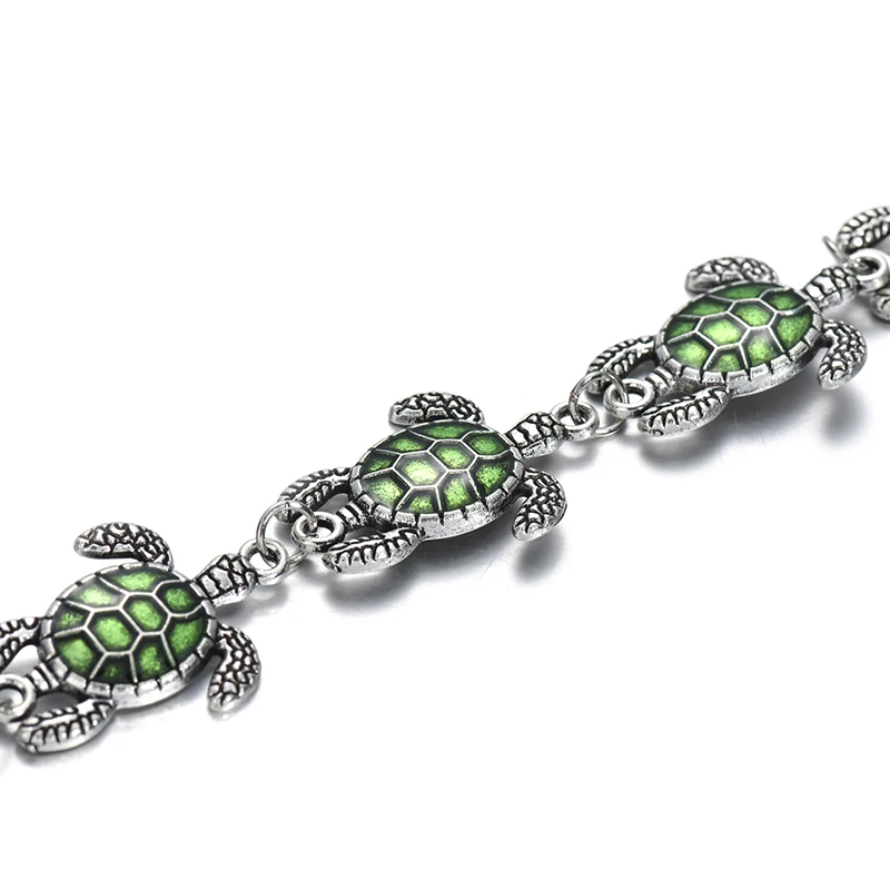 YEYULIN Fashion Silver Color Sea Turtle Charms Bracelet for Women Girls Adjustable Chain Bracelet Jewelry Gifts