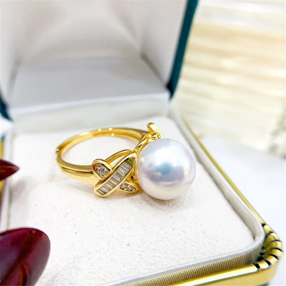 Wholesale Classic 925 Silver Ring Accessorie Settings Adjustable Blank Pearl Ring Setting Base For Women Diy Jewelry Making J047