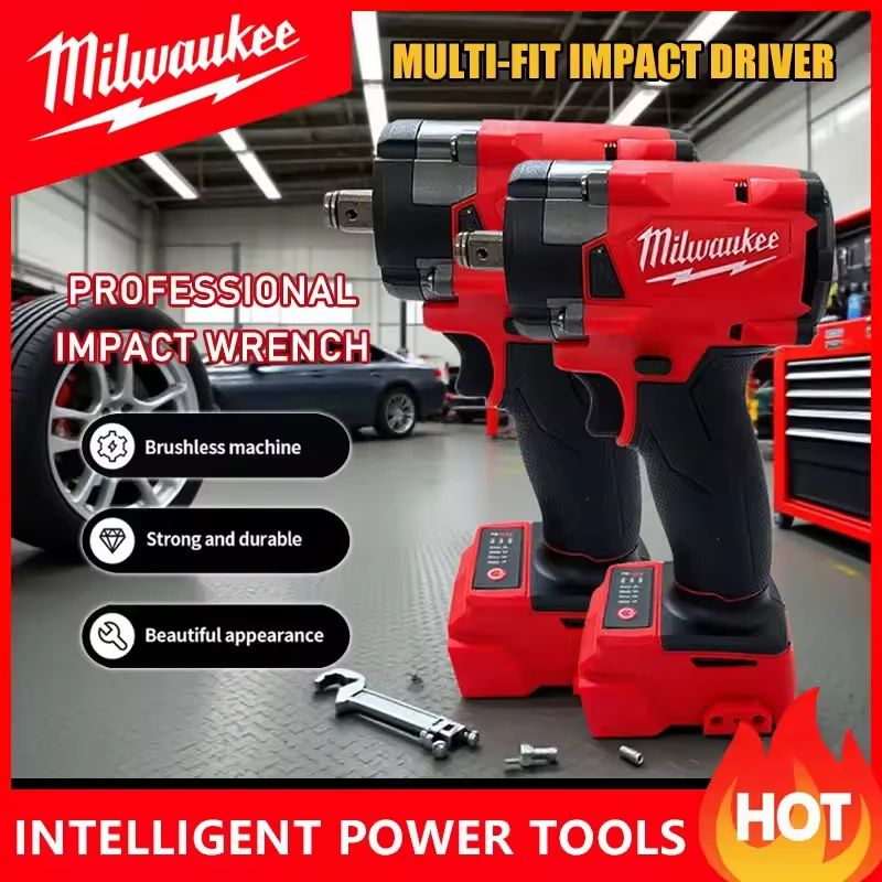 

NEW Milwaukee 18V 800N.M Brushless Impact Wrench 4 Gears Cordless Electric Driver 1/2" Socket High Torque Power Tools