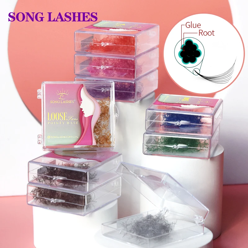 SongLashes New Trend Color Loose Fans Premade Volume Volume 500Fans Mixed Length 6D Pointy Base Premade Volume Fans Przedłużanie rzęs